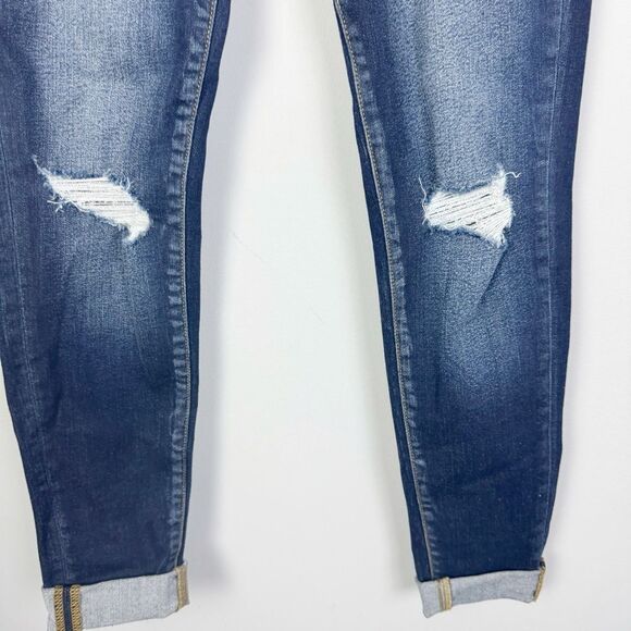 KANCAN | Distressed Dark Wash Blue Denim Skinny Cuffed Jeans Women’s Size 7/27 - Picture 4 of 7
